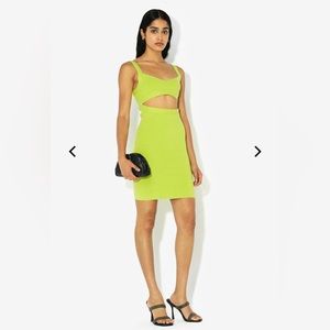 John Elliott XS Silk Cotton Body-Con Dress in “volt” color, lime green